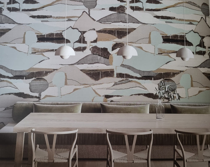 Boulevard Abstract Mountains - Green - Custom Sized Wallpaper Mural (per m2)
