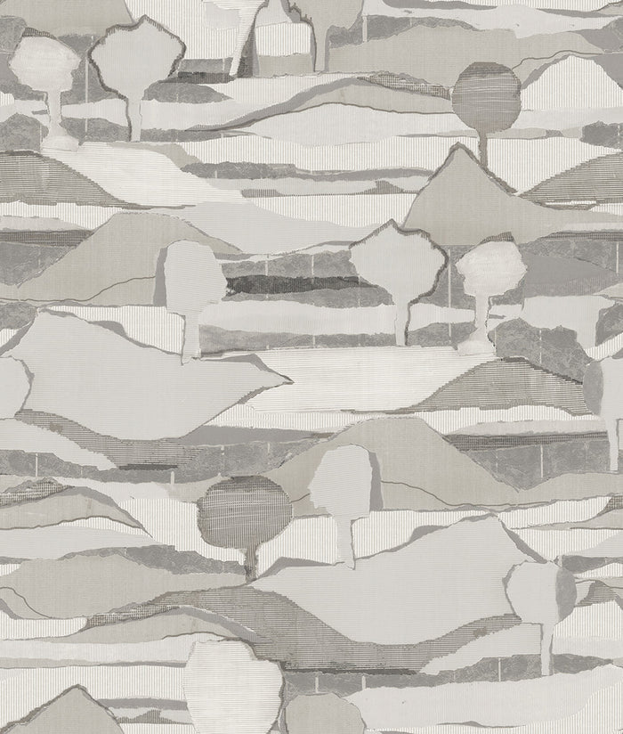 Boulevard Abstract Mountains - Grey - Custom Sized Wallpaper Mural (per m2)