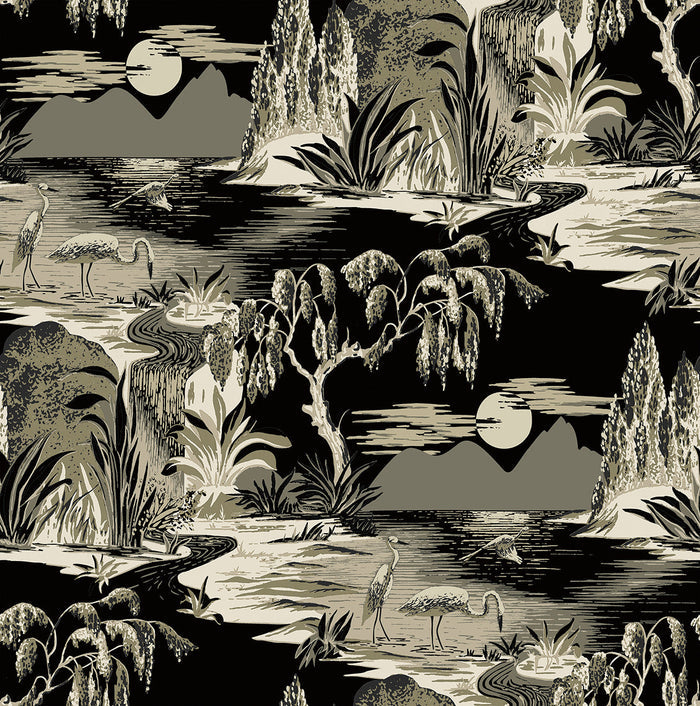 Boulevard Egret Park CORK - Black + Gold - Custom Sized Wallpaper Mural (per m2)