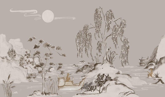 Boulevard Grasscloth Moonlight - Gilver - Custom Sized Wallpaper Mural (per m2)