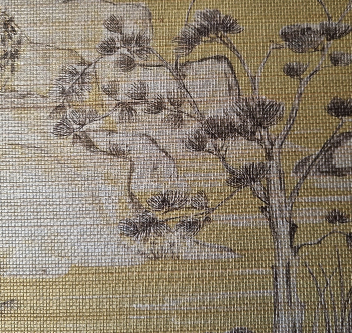 Boulevard Grasscloth Moonlight - Ochre - Custom Sized Wallpaper Mural (per m2)