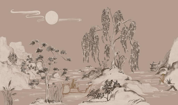 Boulevard Grasscloth Moonlight - Stone - Custom Sized Wallpaper Mural (per m2)