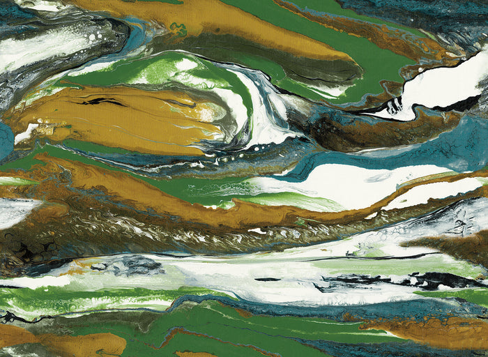 Boulevard Marble CORK - Green + Gold - Custom Sized Wallpaper Mural (per m2)