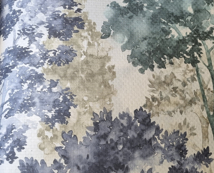 Boulevard Watercolour Tree - Blue Green - Custom Sized Wallpaper Mural (per m2)