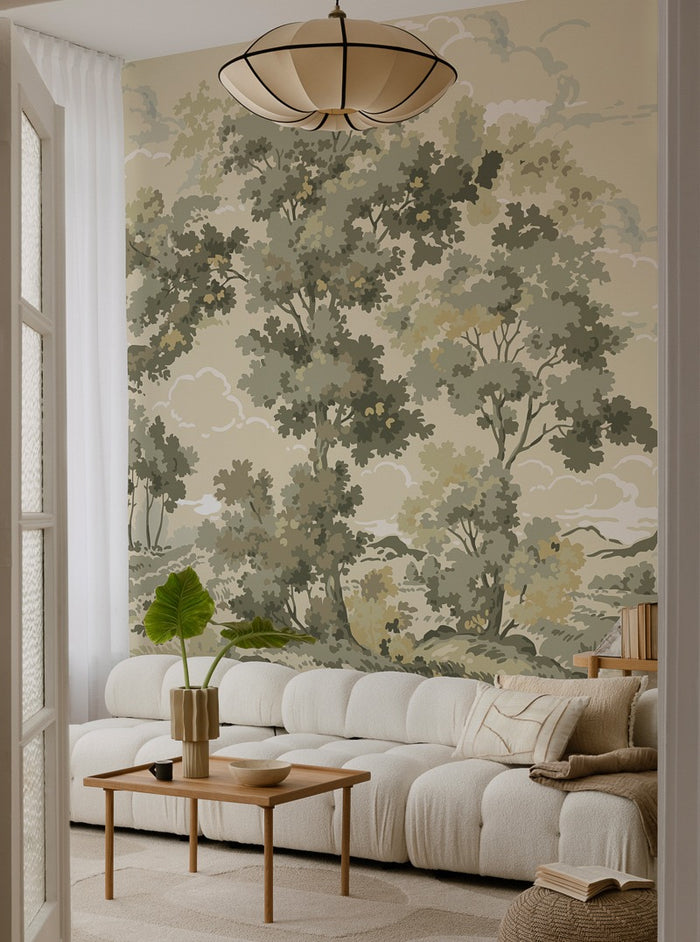 Boulogner Forest - Custom Sized Wallpaper Mural (per m2) - Beige