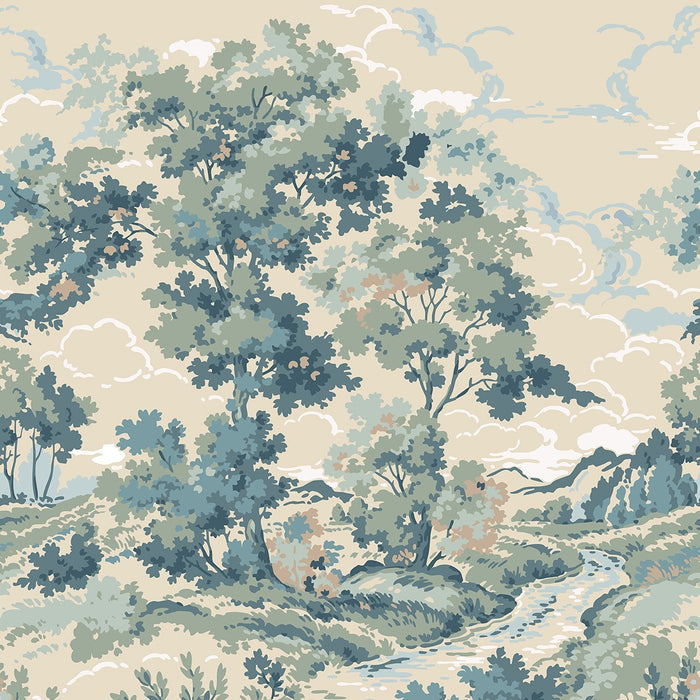 Boulogner Forest - Custom Sized Wallpaper Mural (per m2) - Blue