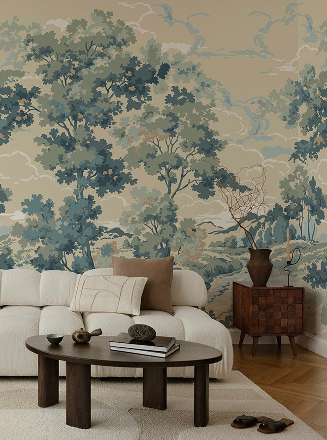 Boulogner Forest - Custom Sized Wallpaper Mural (per m2) - Blue