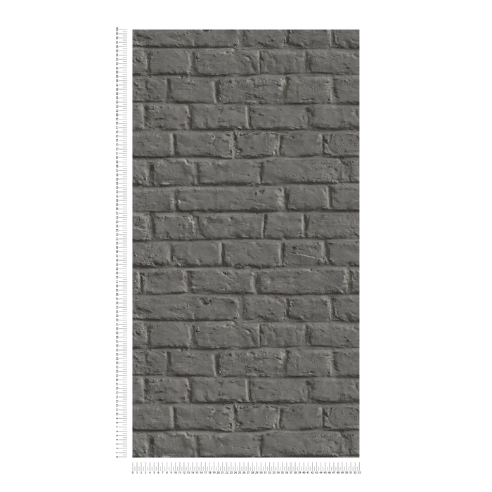Brick Vinyl Wall Wallpaper - Charcoal Grey - Last 48 Rolls