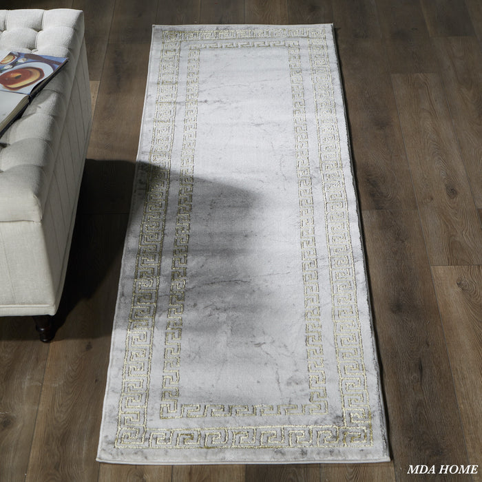 Brooklyn Grey, White and Gold Runner - Adams Furniture