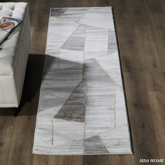 Brooklyn Grey, White and Gold Runner - Adams Furniture