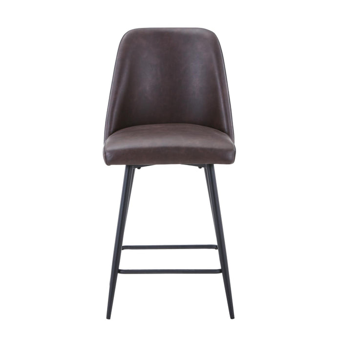 Brown Faux Leather Upholstered Stool (Set of 2) - Adams Furniture