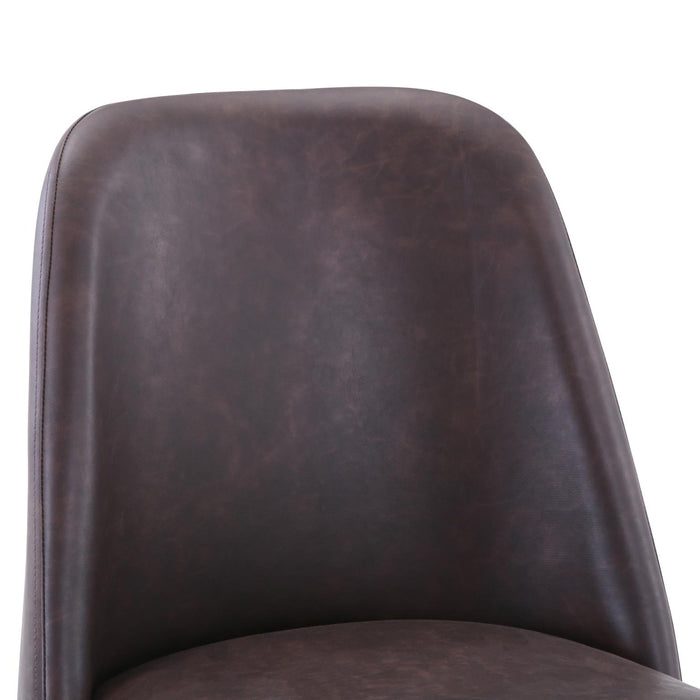 Brown Faux Leather Upholstered Stool (Set of 2) - Adams Furniture