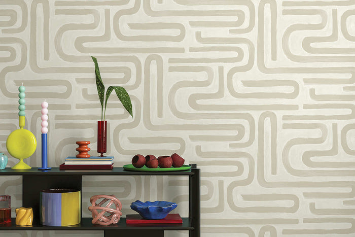 Brushed Geo Wallpaper - Neutral roomshot