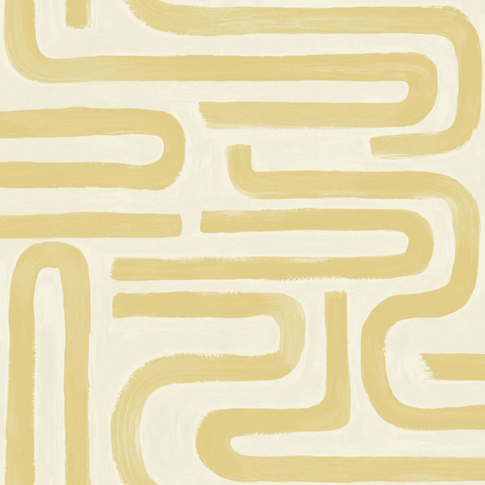 Brushed Geo – Hand Painted Geometric Wallpaper – Ochre