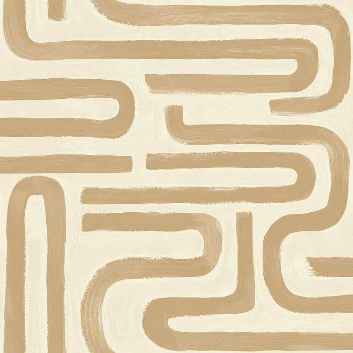 Brushed Geo – Hand Painted Geometric Wallpaper – Orange
