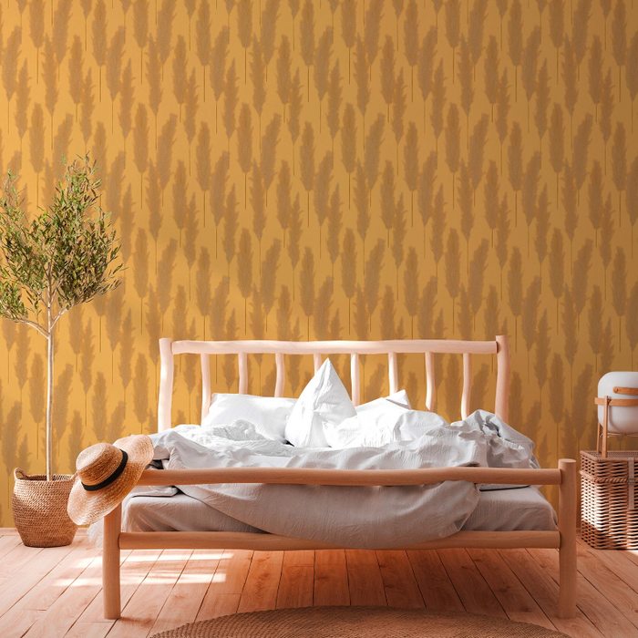 Brushed Grass Wallpaper - Ochre