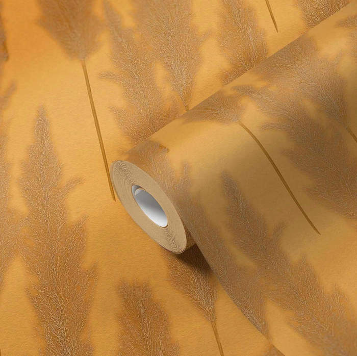 Brushed Grass Wallpaper - Ochre
