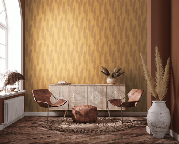 Brushed Grass Wallpaper - Ochre