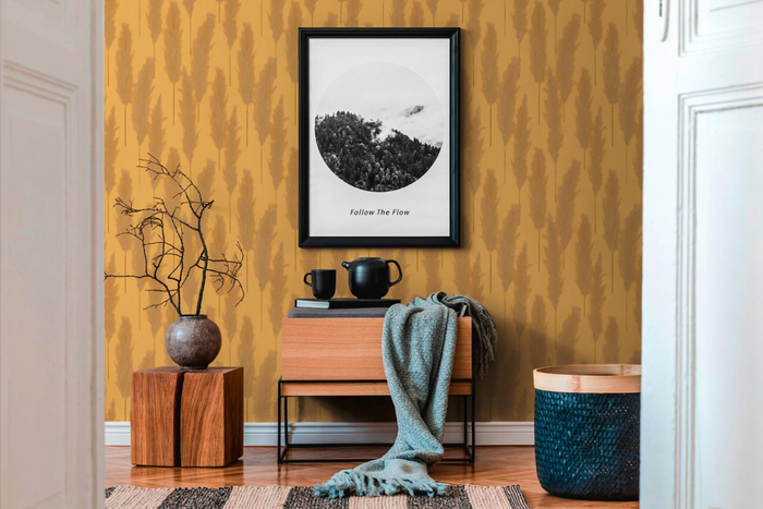 Brushed Grass Wallpaper - Ochre