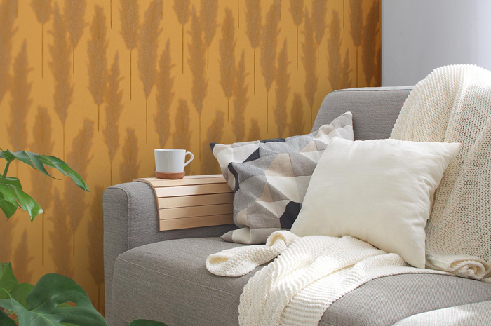 Brushed Grass Wallpaper - Ochre