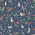 Bunnies & Berries Wallpaper - Navy