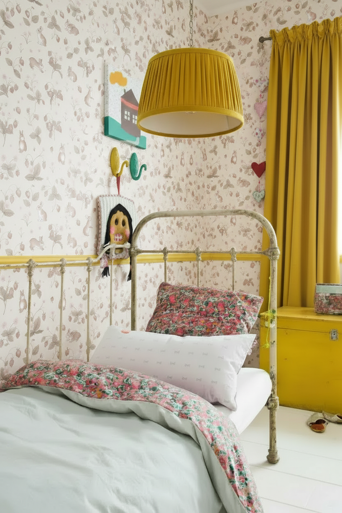Bunnies & Berries Wallpaper in Children's Bedroom