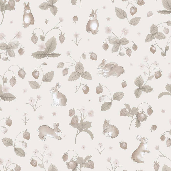 Bunnies & Berries Wallpaper - Neutral
