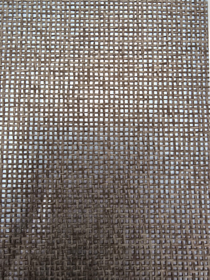 Burlap Fine Weave Grasscloth Wallpaper - Jute on Metallic Blue