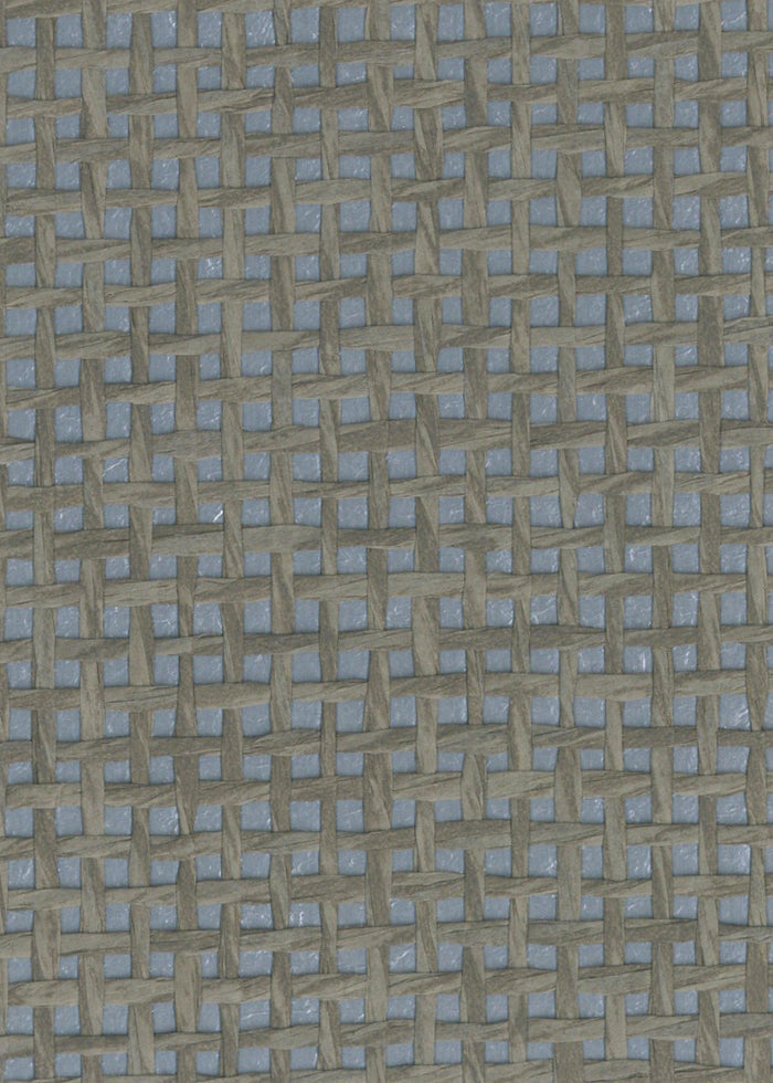 Burlap Fine Weave Grasscloth Wallpaper - Jute on Metallic Blue