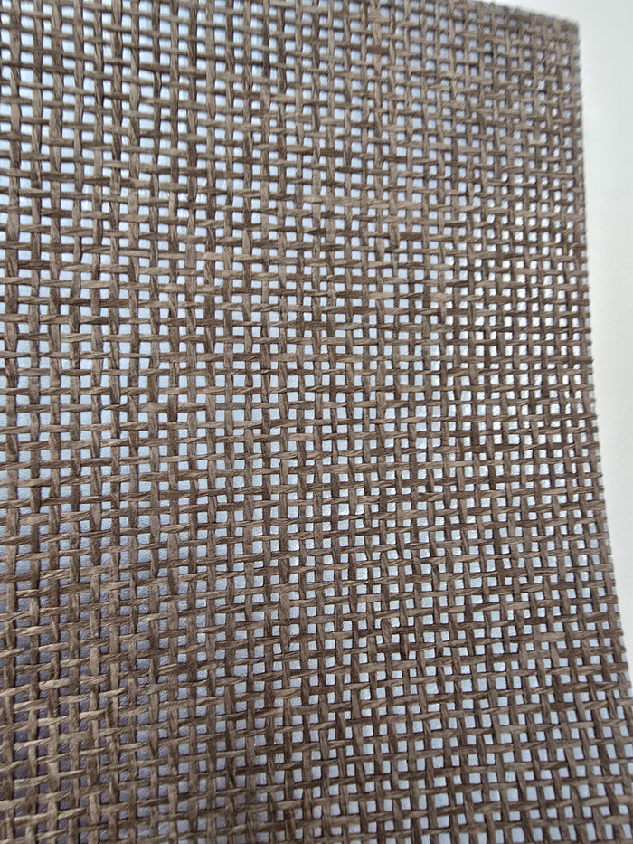 Burlap Fine Weave Grasscloth Wallpaper - Jute on Metallic Blue