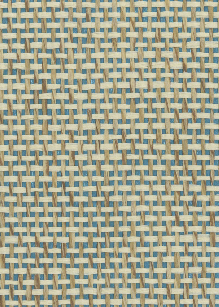 Burlap Fine Weave Grasscloth Wallpaper - Sage Blue (On Metallic Turquoise)
