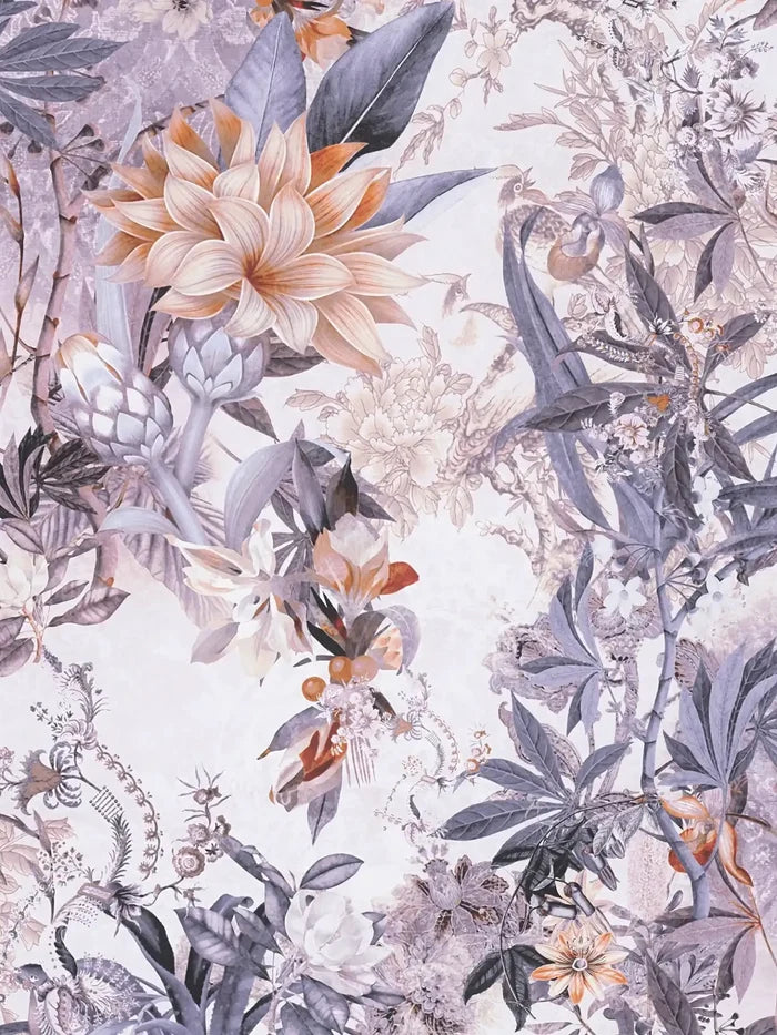 Calm Tropics – Floral Wallpaper – Grey
