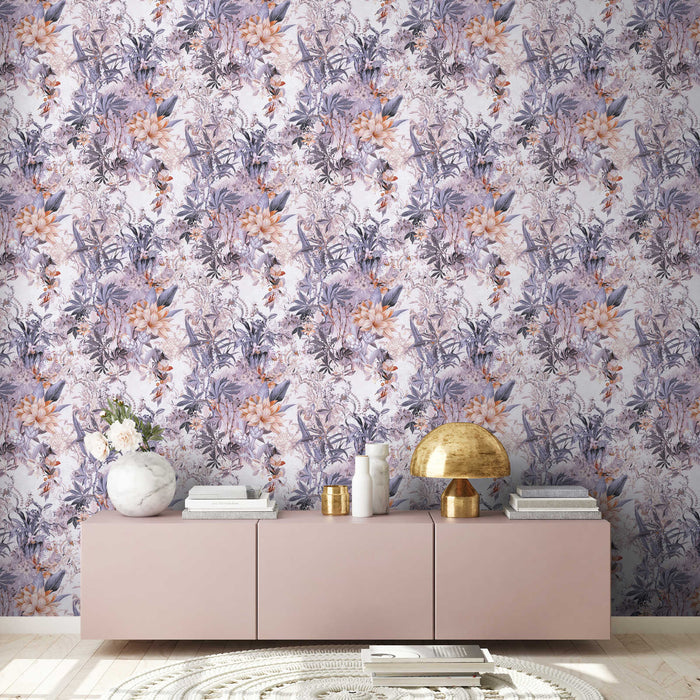 Calm Tropics – Floral Wallpaper – Grey