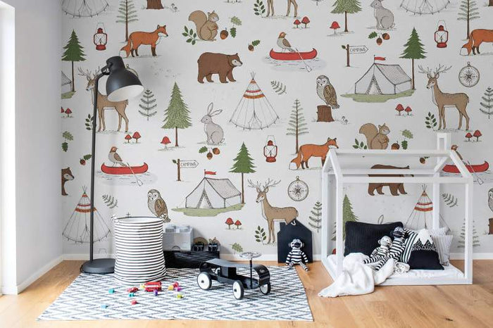 Camping Trip - Multi - Custom Sized Mural Wallpaper (per m2)