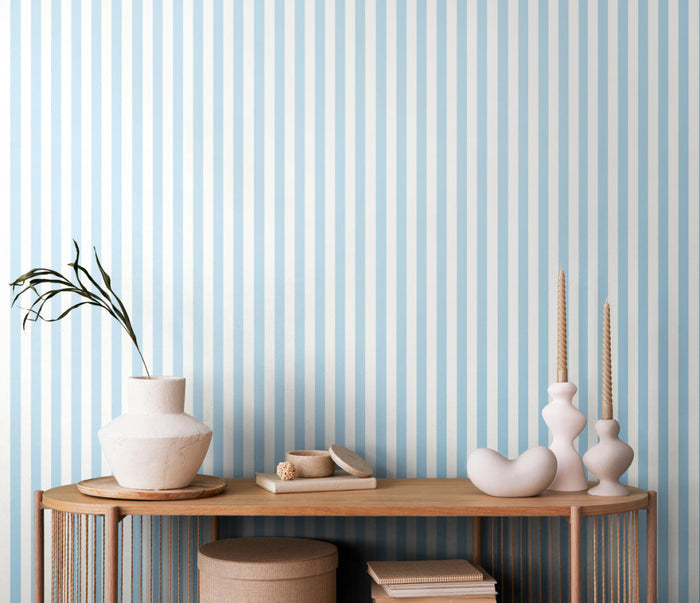 Candy Stripe Wallpaper - Baby Blue