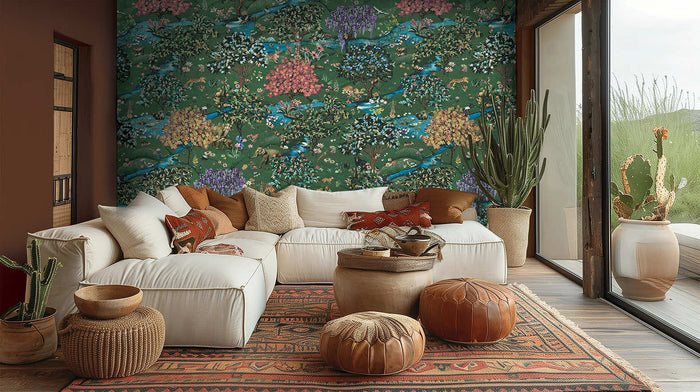 Cardamom Mountains mural hung on a feature wall