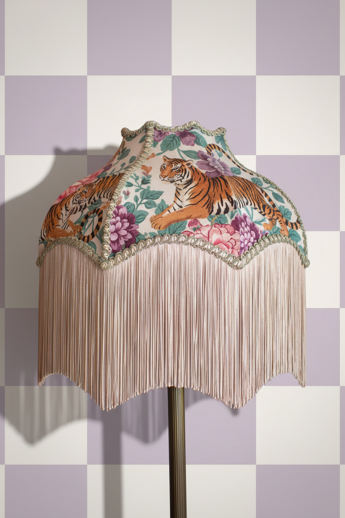 Lampshade with tiger design and shadows