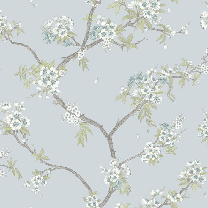 Cherry Blossom – Trailing Branches Wallpaper – Blue
