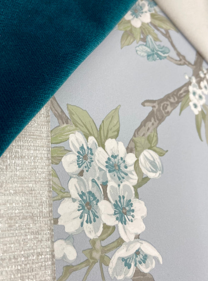 Cherry Blossom – Trailing Branches Wallpaper – Blue