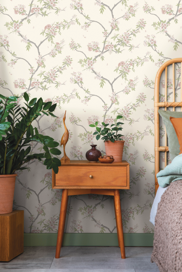 Cherry Blossom – Trailing Branches Wallpaper – Pink Cream