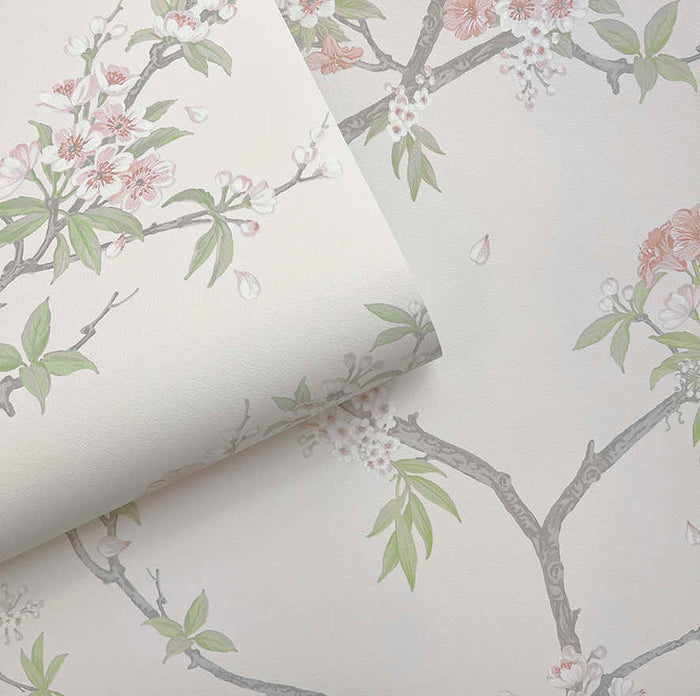 Cherry Blossom – Trailing Branches Wallpaper – Pink Cream