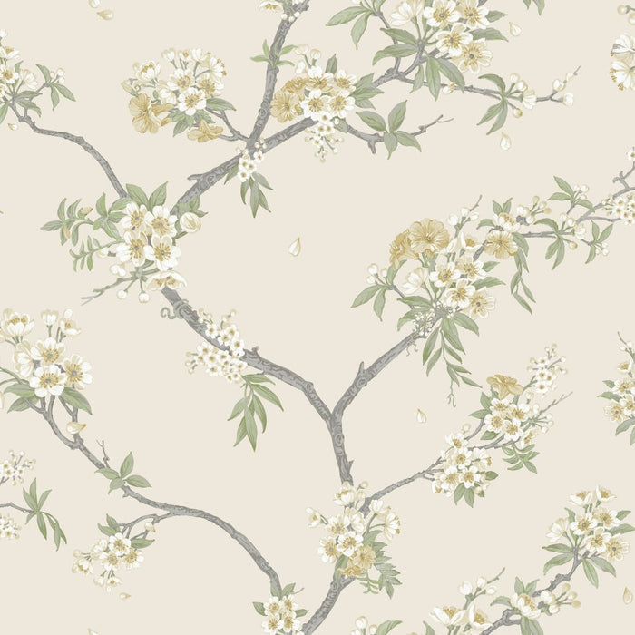 Cherry Blossom – Trailing Branches Wallpaper – Yellow Cream