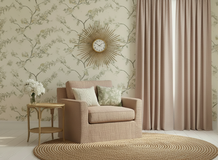 Cherry Blossom Room - No Lamp, Large Jute Rug