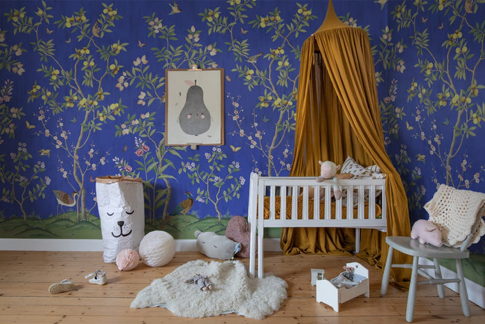 Chinoiserie Chic - Blue - Custom Sized Wallpaper Mural (per m2)