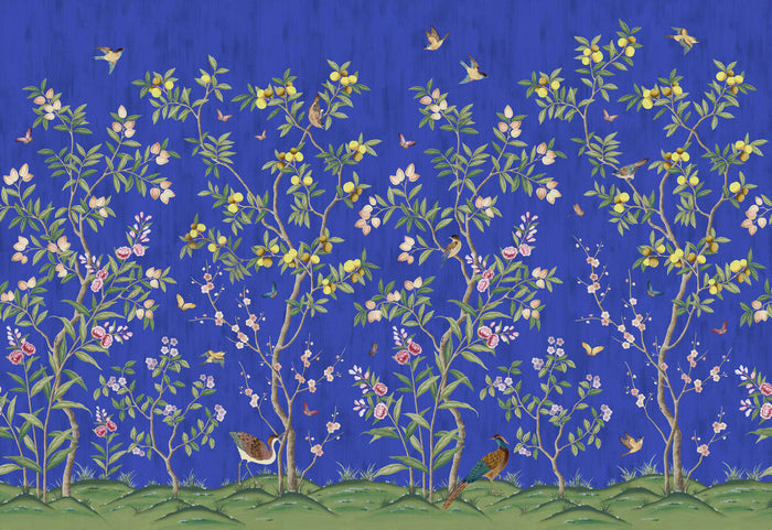 Chinoiserie Chic - Blue - Custom Sized Wallpaper Mural (per m2)