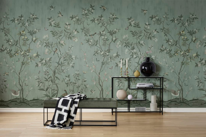 Chinoiserie Chic - Jade - Custom Sized Wallpaper Mural (per m2)