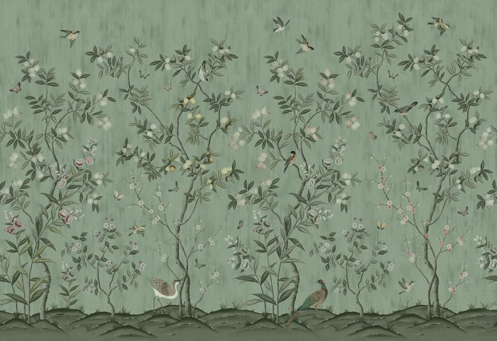 Chinoiserie Chic - Jade - Custom Sized Wallpaper Mural (per m2)