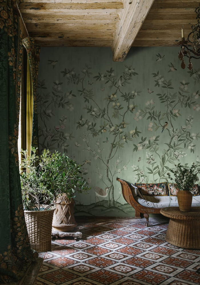 Chinoiserie Chic - Jade - Custom Sized Wallpaper Mural (per m2)