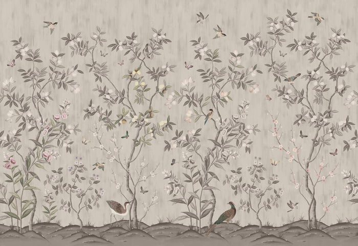 Chinoiserie Chic - Powder Beige - Custom Sized Wallpaper Mural (per m2)
