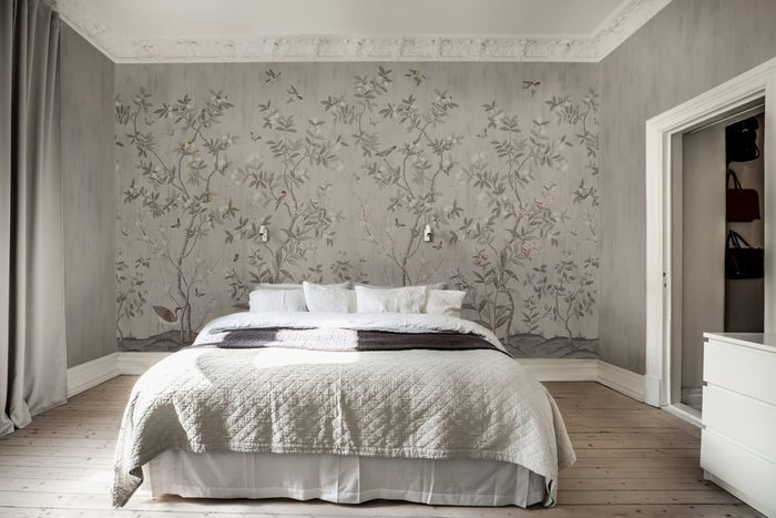 Chinoiserie Chic - Powder Beige - Custom Sized Wallpaper Mural (per m2)